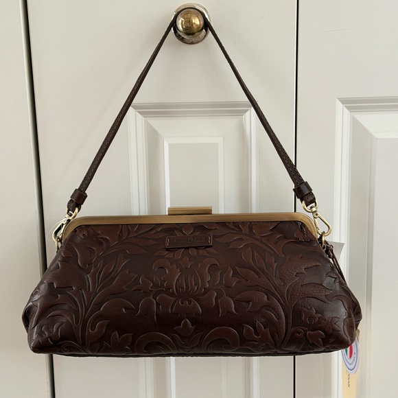 Gianni Conti Brown Embossed Leather Satchel Bag - Picture 7 of 14